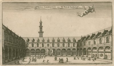 Interior do Royal Exchange, Londres de Wenceslaus Hollar