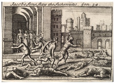 Os filhos do Jacob a matar os Shechemites. Estado 2 de Wenceslaus Hollar