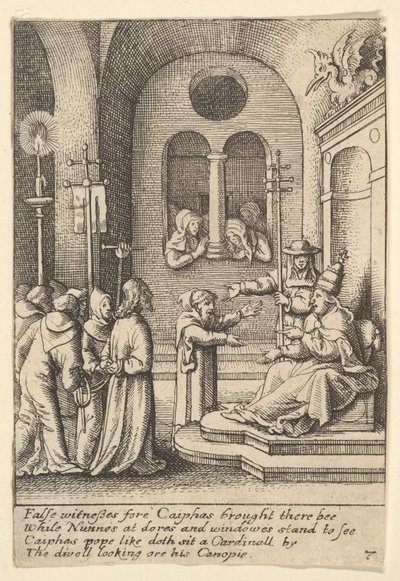 Jesus novamente antes de Caifás, 1625-77. de Wenceslaus Hollar