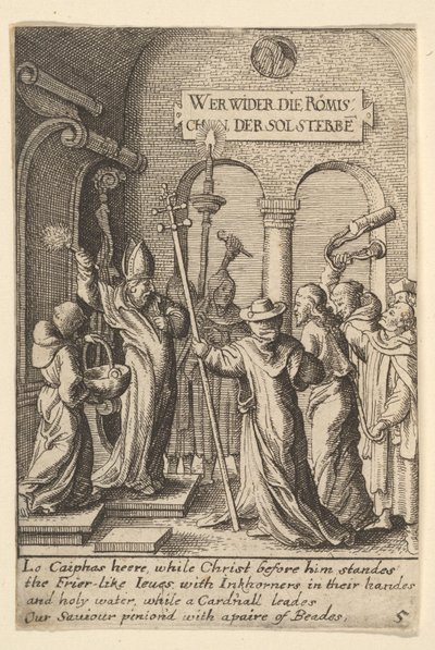 Jesus diante de Caifás, 1625-77. de Wenceslaus Hollar