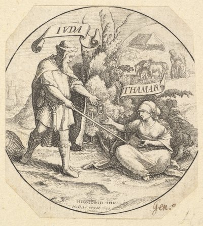 Judá e Tamar, 1640. de Wenceslaus Hollar