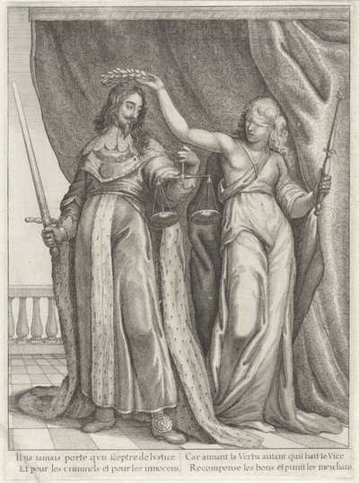 O Rei Carlos I de Inglaterra elogiado pela Justiça de Wenceslaus Hollar