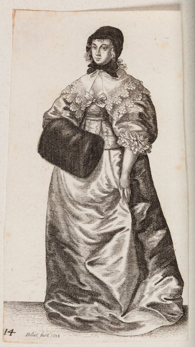 Mulher com touca e regalo de Wenceslaus Hollar