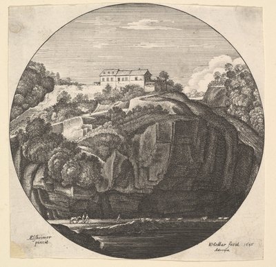 Paisagem com uma casa nas falésias, 1646. de Wenceslaus Hollar