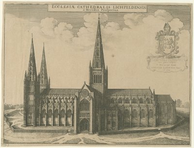 Catedral de Lichfield - vista sul: gravura de Wenceslaus Hollar