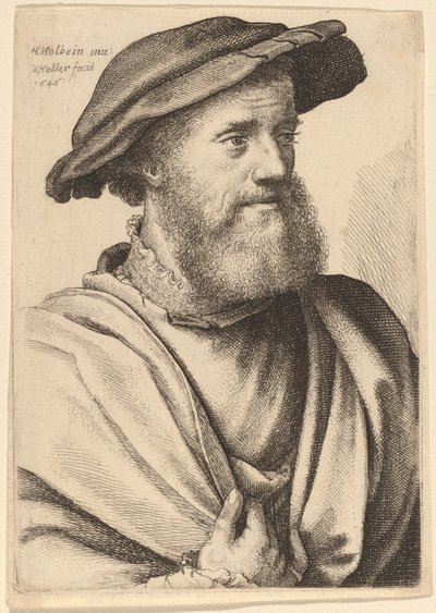 Homem com barba olhando para a direita Hans Holbein, 1646. de Wenceslaus Hollar
