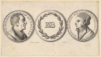 Medalhões com retratos de Sebald Beham e Anna Beham, 1647. de Wenceslaus Hollar
