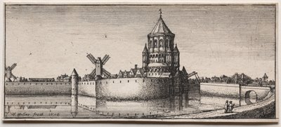 Portão da cidade com fosso de Wenceslaus Hollar