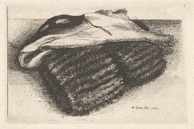 Muff, lenço branco e máscara, 1642. de Wenceslaus Hollar