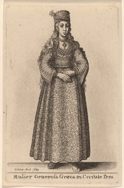 Uma nobre mulher grega na cidade de Pera de Wenceslaus Hollar