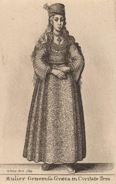 Mulier Generosa Graeca em Civitate Pera, 1644. de Wenceslaus Hollar