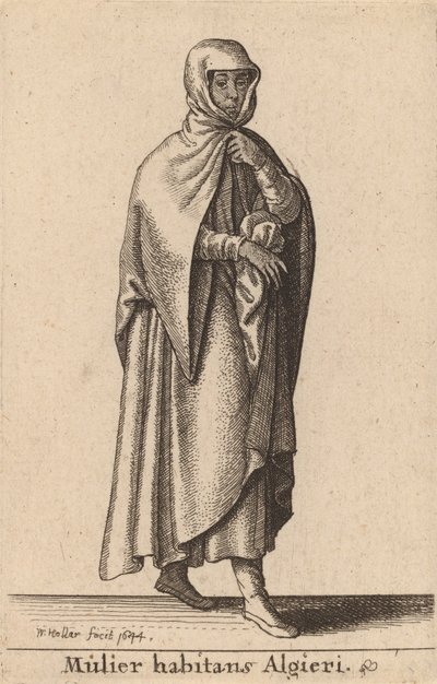 A mulher que vive em Algieri, 1644 de Wenceslaus Hollar