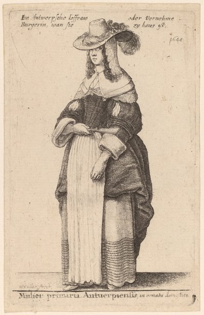 A cartilha de Antuérpia em trajes domésticos de Wenceslaus Hollar