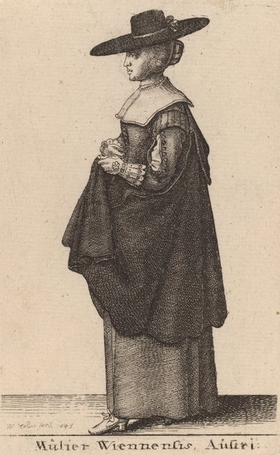 Mulier Wiennensis Áustria, 1643. de Wenceslaus Hollar