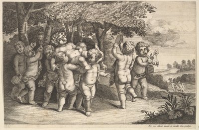 Nove meninos pequenos, 1625-77. de Wenceslaus Hollar