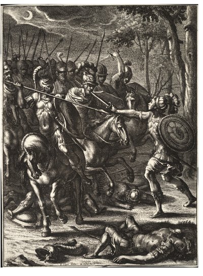 Nisus a matar Volscens. Estado 2 de Wenceslaus Hollar