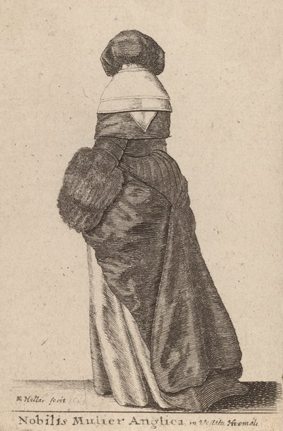 Uma nobre inglesa em vestido de inverno, 1643 de Wenceslaus Hollar