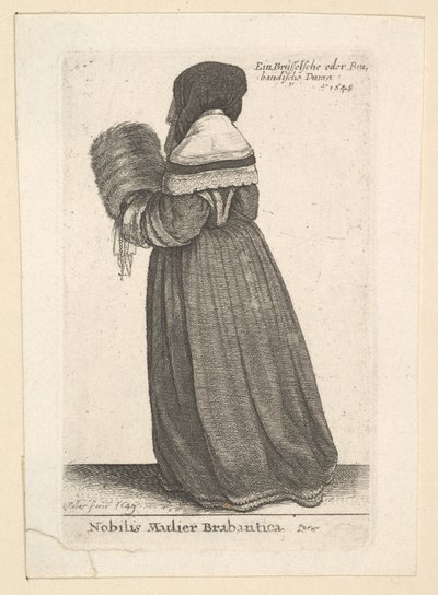 Mulher nobre de Brabantica, nobre de Brabant, 1648. de Wenceslaus Hollar