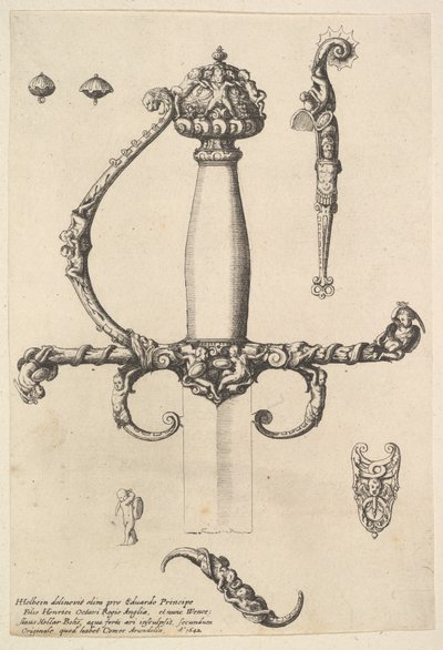 Punho de espada ornamental, 1642. de Wenceslaus Hollar