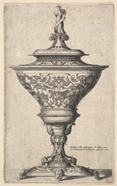 Cálice ornamentado com pés de máscaras, 1645. de Wenceslaus Hollar
