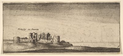 Castelo de Pevensey, 1652-77. de Wenceslaus Hollar