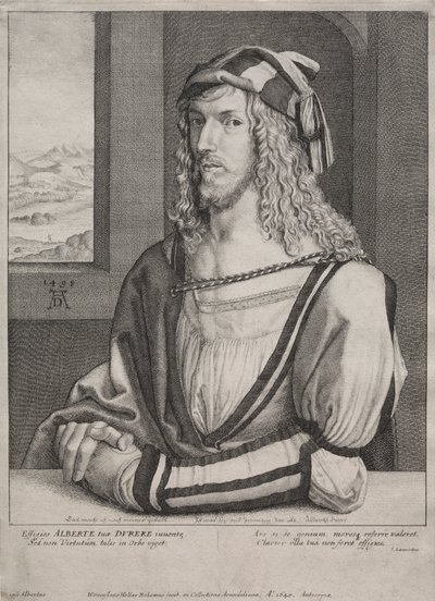 Retrato de Albrecht Dürer, aos 26 anos de Wenceslaus Hollar