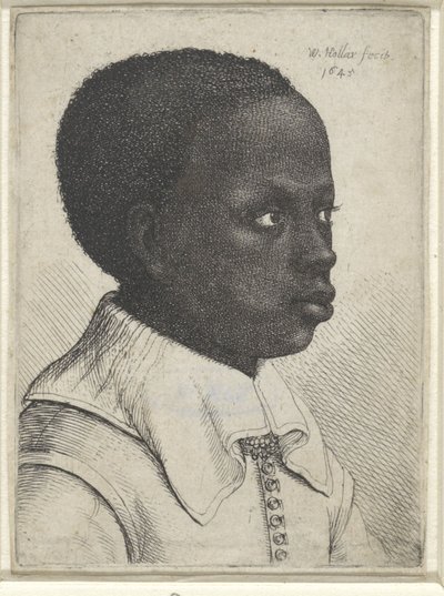 Retrato de um menino negro, 1645 de Wenceslaus Hollar