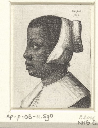 Retrato de uma jovem mulher negra de Wenceslaus Hollar