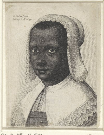 Retrato de uma jovem negra, 1645 de Wenceslaus Hollar