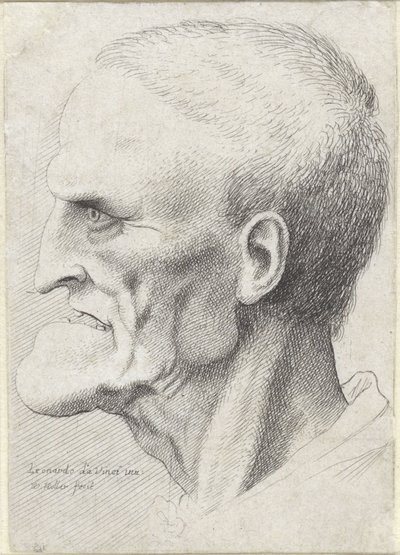 Retrato de um homem velho com queixo pronunciado de Wenceslaus Hollar