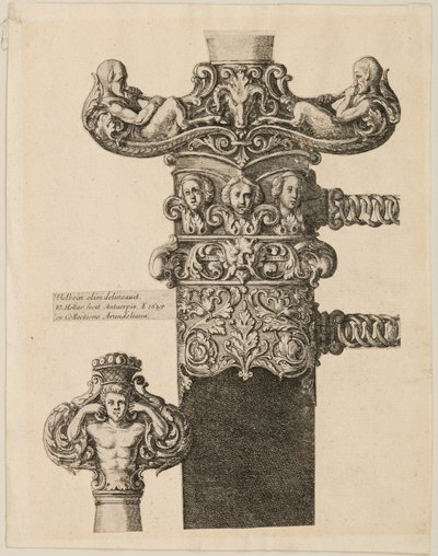 Impressão de Desenhos para um Pommel, Quillons, e Locket, 1645. de Wenceslaus Hollar