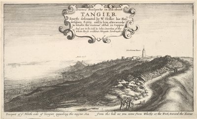Perspectiva do lado norte de Tânger em relação ao mar mayne da colina quando você chegar ..., em 1673 de Wenceslaus Hollar