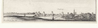 Paisagem fluvial com vista para Estrasburgo Vistas do rio na Alemanha e nos Países Baixos (título da série) de Wenceslaus Hollar