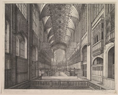 Coro da Capela de São Jorge, Windsor (de "The Order of the Garter", de Elias Ashmole, 1672) de Wenceslaus Hollar