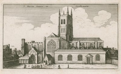 St Mary Overies, Southwark, Londres; desenho datado de 1647 de Wenceslaus Hollar