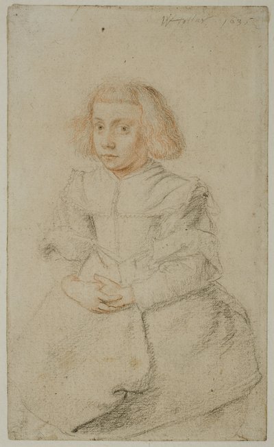 Estudo de uma menina sentada, 1635 de Wenceslaus Hollar