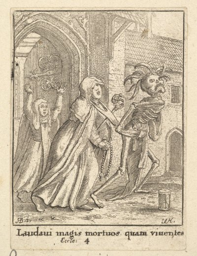 A Abadessa, da Dança da Morte, 1651. de Wenceslaus Hollar