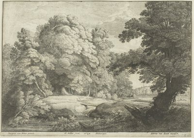 A ponte sobre a cachoeira de Wenceslaus Hollar