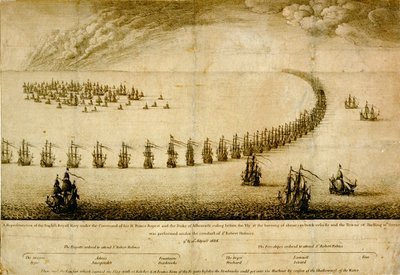 A Marinha Inglesa a correr antes do Vly de Wenceslaus Hollar