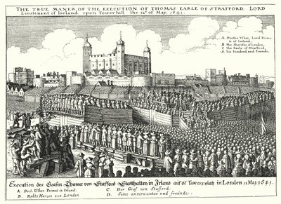 A execução de Thomas Wentworth, primeiro conde de Strafford, 1641 de Wenceslaus Hollar
