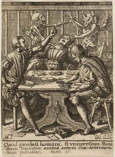 Os Gamesters e a Morte, de A Dança da Morte de Wenceslaus Hollar