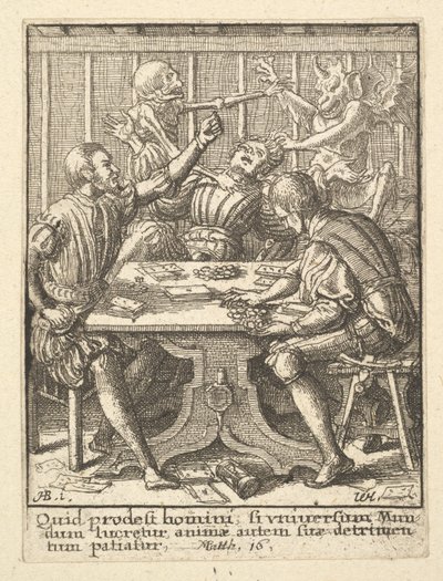 The Gamesters, da Dança da Morte, 1651. de Wenceslaus Hollar