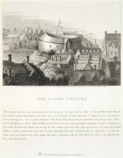 The Globe Theatre, c.1647, publicado por Robert Wilkinson, Londres, 1810 de Wenceslaus Hollar