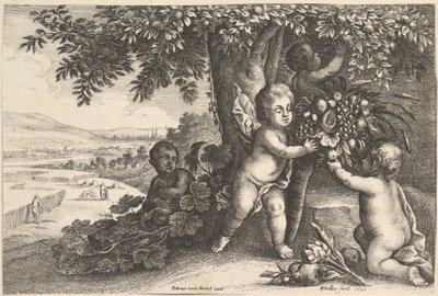 O deus do rio e os meninos, 1625-77. de Wenceslaus Hollar