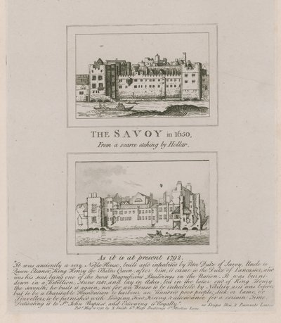O Savoy em 1650 e como é atualmente em 1792 de Wenceslaus Hollar