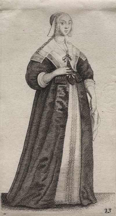 Os vários hábitos das mulheres inglesas, da nobreza às mulheres do campo ..., 1639. de Wenceslaus Hollar