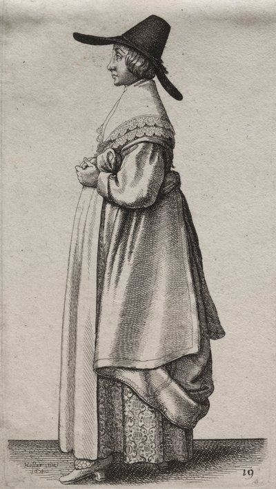 Os vários hábitos das mulheres inglesas, da nobreza às mulheres do campo ..., 1640. de Wenceslaus Hollar