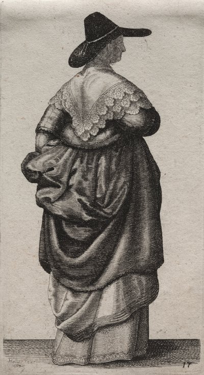 Os vários hábitos das mulheres inglesas, da nobreza às mulheres do campo como são nestes tempos: a mulher com chapéu masculino de Wenceslaus Hollar