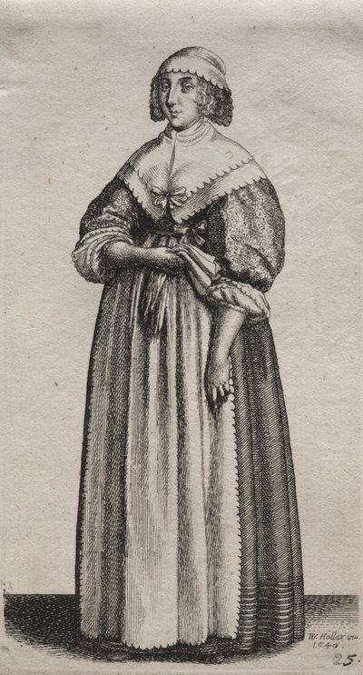 Os vários hábitos das mulheres inglesas, da nobreza às mulheres do campo como são nestes tempos: a mulher com luvas de Wenceslaus Hollar