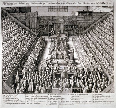 The Trial of Thomas Wentworth, Earl of Strafford, Westminster Hall, Londres, 1641.             de Wenceslaus Hollar